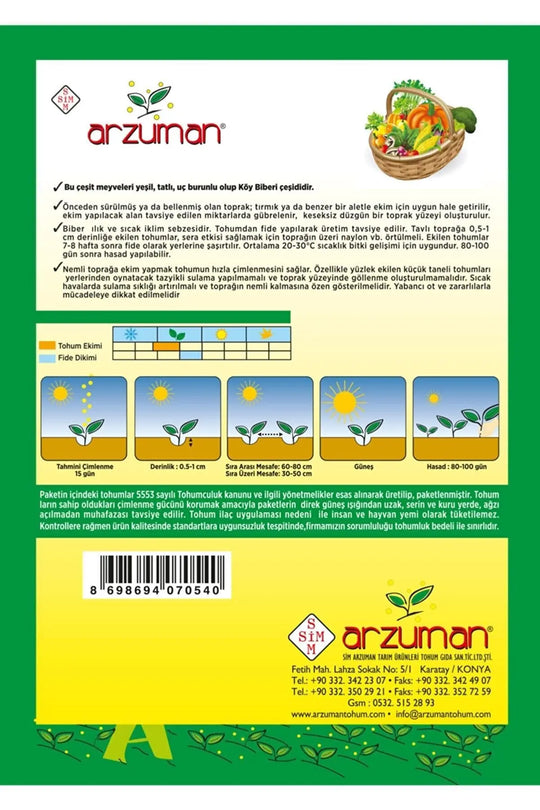 Arzuman Mazamort Üçburun Biber Tohumu 10 Gram