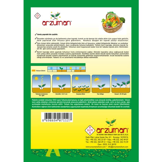 ARZUMAN GENİŞ YAPRAKLI TERE TOHUMU 25 GR